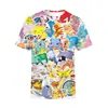 Comercio Exterior Verano Nuevo Ropa Infantil para Hombre y Mujer Manga Casual Manga Corta Póker Impresión Digital 3D Holgada Camiseta