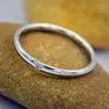Anillo de Acero Aowei Luo Estilo Coreano en Forma de Tarjeta con Diamante Solitario, Estilo Moderno para el Día a Día para Niñas, Tendencia Princesa de Belleza Minimalista y Pura