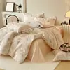 Nuevo juego de ropa de cama de 4 piezas de grado A para 2026, 100% algodón, estampado digital, cepillado, para uso doméstico, algodón puro suave y grueso