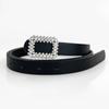 Nuevo Cinturón Fino para Mujer con Diamante Moda Todo-partido Cinturón para Pantalones con Hebilla Cuadrada de Diamante Cinturón Multicolor Cinturón de PU de Alta Calidad