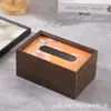 Caixa de Lenços de Mesa para Desktop Hotel Comercial Sentido de Alto Padrão Estilo Chinês Simples Dispensador de Lenços Caixa de Lenços de Papel com Padrão de Madeira de Nogueira Preta