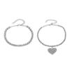 Tobillera de Moda Transfronteriza Europea y Americana con Pedrería de Doble Capa para Mujer, Cadena Multicapa de Mariposa y Corazón, Joyería de Tobillo, Accesorios para el Pie de Playa