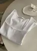 Camiseta Omalai Cor Sólida Gola Quadrada Manga Curta, Nova Moda Primavera/Verão, Caimento Justo, Expondo a Clavícula, Top Elástico 6613