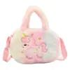 Nova Bolsa de Pelúcia Fofa de Unicórnio para Crianças Meninas Bolsa de Ombro de Armazenamento de Desenho Animado Pequena Bolsa Escolar para Crianças do Jardim de Infância