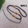 Colar trançado vermelho e preto Pescoço Corda Pingente Cordão Feito à mão Trançado Flor Bola Nó de Abacaxi Taiwan Jade Linha Pescoço Corda