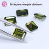 Zircônia Cúbica Facetada Retangular Verde Oliva 5A, Zircônia Cúbica Sintética Retangular de Corte Plano com Fundo Pontiagudo, em Estoque e Mais Vendido