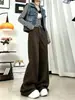 Jeans Anchos de Moda con Estampado de Leopardo Americano para Mujer, Otoño 2026 Nuevos Pantalones Rectos Sueltos de Cintura Alta Adelgazantes de Longitud Completa