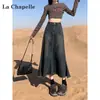 Falda de Mezclilla con Dobladillo para Mujer, Moda Primavera y Otoño, Nuevo Llegado, Retro, Cintura Alta, Adelgazante, Falda Midi de Corte A, Cola de Pescado para Cadera