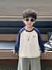 Q251 Camiseta de Manga Larga para Niños Bonita Ropa Casual de Primavera y Otoño para Niños Nueva Elegante Patchwork Capa Base para Bebé Moderna