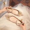 Zapatos de tacón alto de aguja puntiagudos hebilla de perlas zapatos de mujer zapatos de boda vestido Xiuhe dama de honor banquete de boda