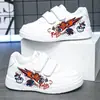 Zapatos Casuales de Tabla para Niñas con Velcro 2026 Modernos Graffiti Blanco Suela Suave Antideslizantes Transpirables Para Niños Pequeños y Niños Pequeños Primavera Otoño Versátiles