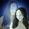 Halloween horror fantasma máscara facial truque assustador adereços cabelo preto fantasma castidade máscara suspense cabeça capa zumbi corpo fantasma
