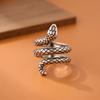 Anillo Abierto Personalizado de Cobra Diamante Agresivo Retro Animal para Mujer