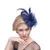 Suministro transfronterizo de sombreros europeos y americanos para mujer Amazon tocado de novia malla de plumas tocado de lino sombrero de banquete