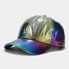 Gorra de béisbol de PU plisada ins europea y americana para hombre y mujer, tendencia callejera, gorra láser colorida para escenario, hip-hop, sombrero hip-hop
