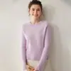 A Parte Superior do Corpo é Incrível! Suéter de Cashmere Gola Redonda Engrossado Torcido Feminino Punho Largo Fenda Camisa de Malha para Usar por Baixo