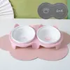 Tigela Dupla Cerâmica para Gatos, Tigela de Água com Proteção de Pescoço, Boca Inclinada Elevada, Tigela de Comida para Gatos, Tigela de Água, Tigela para Pets, Acessórios para Pets