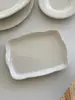 Plato de Cena Occidental de Cerámica con Relieve de Encaje Estilo Ins Francés Plato para Cena de Filete