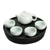 Conjunto de Chá Kung Fu com Bandeja, Conjunto Pequeno Portátil com Uma Bule e Quatro Xícaras para Casa, Dormitório, Hotel e Recepção de Convidados