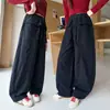 Pantalones de niña para primavera y otoño, elegantes pantalones curvos estilo coreano para niñas mayores, pantalones casuales de otoño para estudiantes de secundaria con dobladillo decorativo