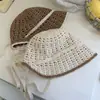 2026 Nuevo Sombrero de Pescador de Ganchillo Hueco con Cordones para Mujer, Sombrero de Sol de Verano, Adelgazante Facial, Sombrero de Protección Solar para Salidas
