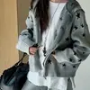 Conjunto de punto estilo coreano para niñas, nueva colección otoño/invierno 2026, suéter con capucha y orejas de conejo, pantalones de pierna ancha, ropa de otoño para niños mayores