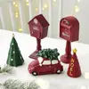 Decoración Navideña Transfronteriza Resina Mini Árbol de Navidad Buzón Casa de Nieve Adornos de Escritorio Escena Navideña Decoración Regalo de Navidad
