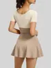 Traje Deportivo de Running Juyitang de Alta Elasticidad Nude con Bloques de Color Imitación de Dos Piezas Traje Anti-Exposición para Mujer