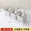 Caja de Condimentos de Acero Inoxidable Uso Comercial con Tapa Juego de Botellas para Condimentos de Cocina Combinación de Frascos para Condimentos Hogareño Aceite Sal Salsa Vinagre