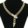 Estilo Ins Europeo y Americano Cadena Cubana Lujo Accesible Corta Full Diamante Cabeza de Serpiente Hebilla Magnética Collar Diseño de Nicho Personalizado Cadena para la Clavícula para Mujeres