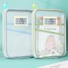 Bolsa de almacenamiento para libros capacidad súper grande apertura grande en forma de L malla bolso de mano para estudiantes almacenamiento de tutoriales de examen bolsa para tareas