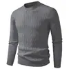 Suéter ajustado de estilo coreano para comercio exterior transfronterizo, jersey casual de cuello redondo, camiseta base fina de punto trenzado para otoño e invierno, top de punto para hombre