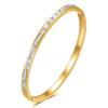 Moda Transfronteriza Europea y Americana Simple Tira Larga de 4 mm Pulsera Oval Abierta Incrustada con Circonita Acero Inoxidable 304 Pulsera de Acero de Titanio Venta al por Mayor