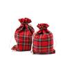 Bolsa de Algodón a Cuadros Navideños al por Mayor Decoración Festiva Bolsa de Regalo para Dulces y Galletas Bolsa de Algodón con Cordón