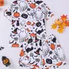 Pijama estampado europeo y americano transfronterizo de Halloween para mujer, cárdigan ligero de verano con solapas y manga corta, conjunto de ropa para el hogar al por mayor