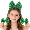Acessórios de Cabelo Infantis Transfronteiriços, Faixa de Cabelo com Laço de Lantejoulas Brilhante, Tiara Fofa Verde para o Dia de São Patrício, Presilha de Cabelo