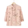 Nova Camisa de Primavera Estilo Chinês da Vovó para Mulheres de Meia-Idade e Idosas, Jaqueta Fina de Manga Três Quartos da Mamãe para Senhoras Idosas