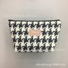 Bolsa de Maquiagem Listrada Preto e Branco Bolinhas Espinha de Peixe Simples Impermeável PU Portátil Necessaire Bolsa para Cosméticos