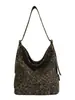 Bolso de axila casual de gran capacidad estilo coreano para mujer, nuevo bolso de lona con estampado de leopardo 2026, bolso tote cruzado casual
