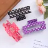 Pinza para el pelo cuadrada retro de lunares con diseño calado estilo coreano en colores dopamina, pinza de tiburón grande, accesorio para el pelo simple y versátil para la parte trasera de la cabeza