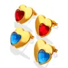 Pendientes pequeños de estilo fragante, lujo ligero, versátiles, estilo Ins, rojos y azules, pendientes, joyería, pendientes de acero de titanio transfronterizos, no se decoloran, joyería al por mayor