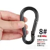 No. 4-5-6-8 Hierro Negro Puro Electroforético Mosquetón de Escalada para Exteriores Gancho de Equipo Deportivo Anillo de Conexión Hebilla de Resorte Venta al por Mayor