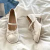 Tacones Altos Gruesos Dulces con Lazo Estilo Francés para Mujer, Nuevo Modelo Primavera 2026, Adecuados para Combinar con Vestidos, Zapatos Mary Jane para Personas Bajitas