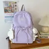 Mochila para estudiante de secundaria para mujer estilo coreano versátil color sólido estudiante universitario bolsa de doble hombro ligera gran capacidad mochila de viaje para estudiante de preparatoria