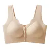 Roupa íntima feminina sem costura, top estilo regata com bojo semi-fixo e fecho frontal, sutiã sem aro para mulheres de meia-idade e idosas
