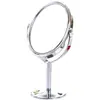 Espejo de Maquillaje de Escritorio HD de Doble Cara Acero Inoxidable Lupa Giratoria Espejo de Tocador Portátil Pequeño Espejo para Oficina Dormitorio