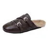 Nuevas Mules de Moda con Hebilla, Forro de Polar, Puntera Tallada, para Calzar sin Esfuerzo, Otoño/Invierno 2026 para Mujer