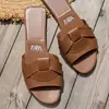 Sandalias Planas Simples de Mujer con Tiras Cruzadas y Punta Cuadrada, Estilo Nuevo Verano 2025 para Uso en Exteriores Chancla