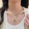 Colar Longo Pérola Estrelada Estilo Francês para Mulheres, Acessórios de Colar em Camadas Multiplas, Corrente para Clavícula de Luxo Leve Nicho de Alta Qualidade