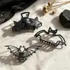 Pinza de pelo de garra de murciélago de metal, accesorio para el pelo de Halloween para mujer, pinza de tiburón para la parte trasera de la cabeza, pasador de calavera de estilo oscuro, accesorio para peinar el pelo
